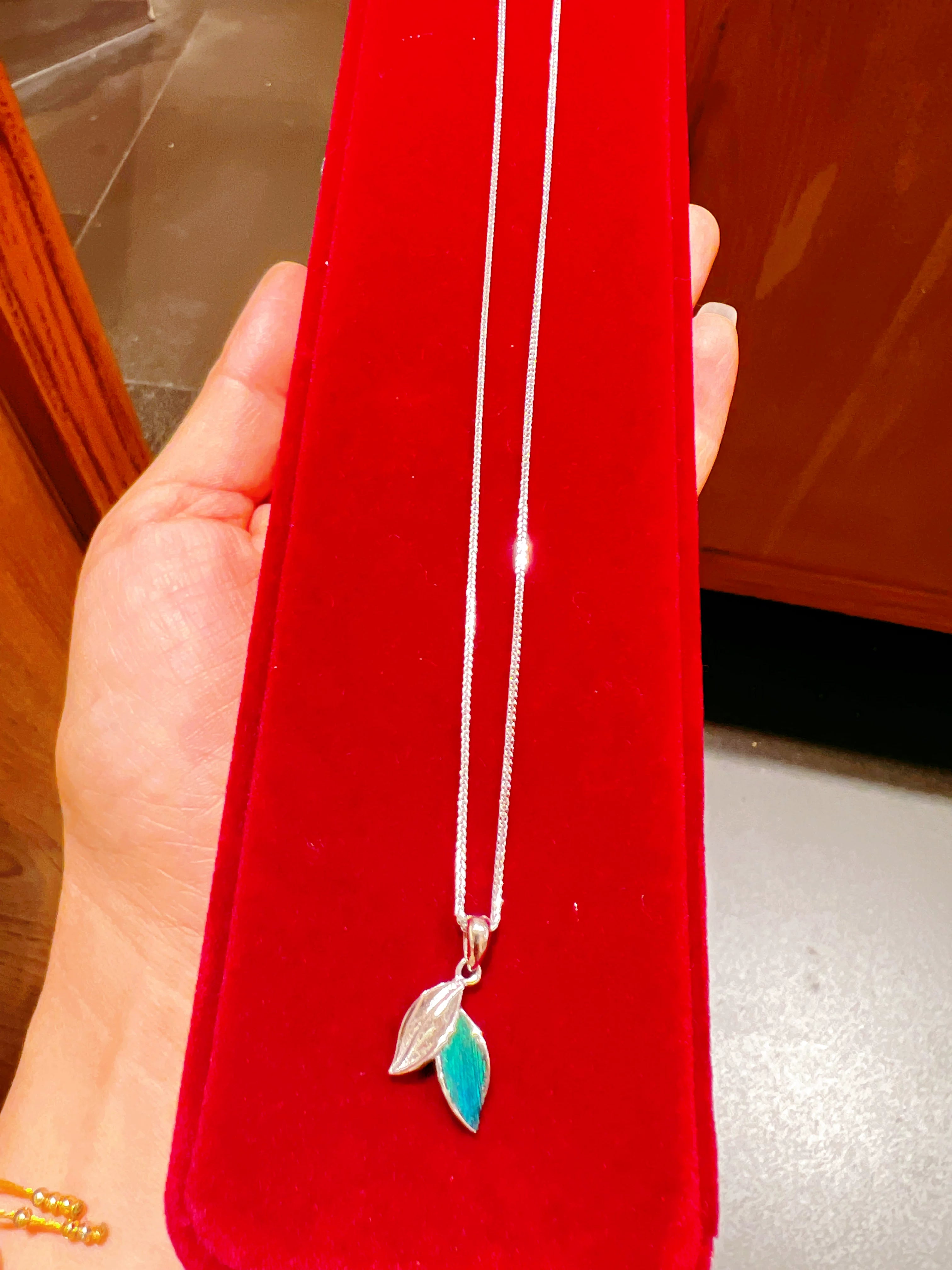 Peacock Feather Dotting Craft S925 Silver Necklace