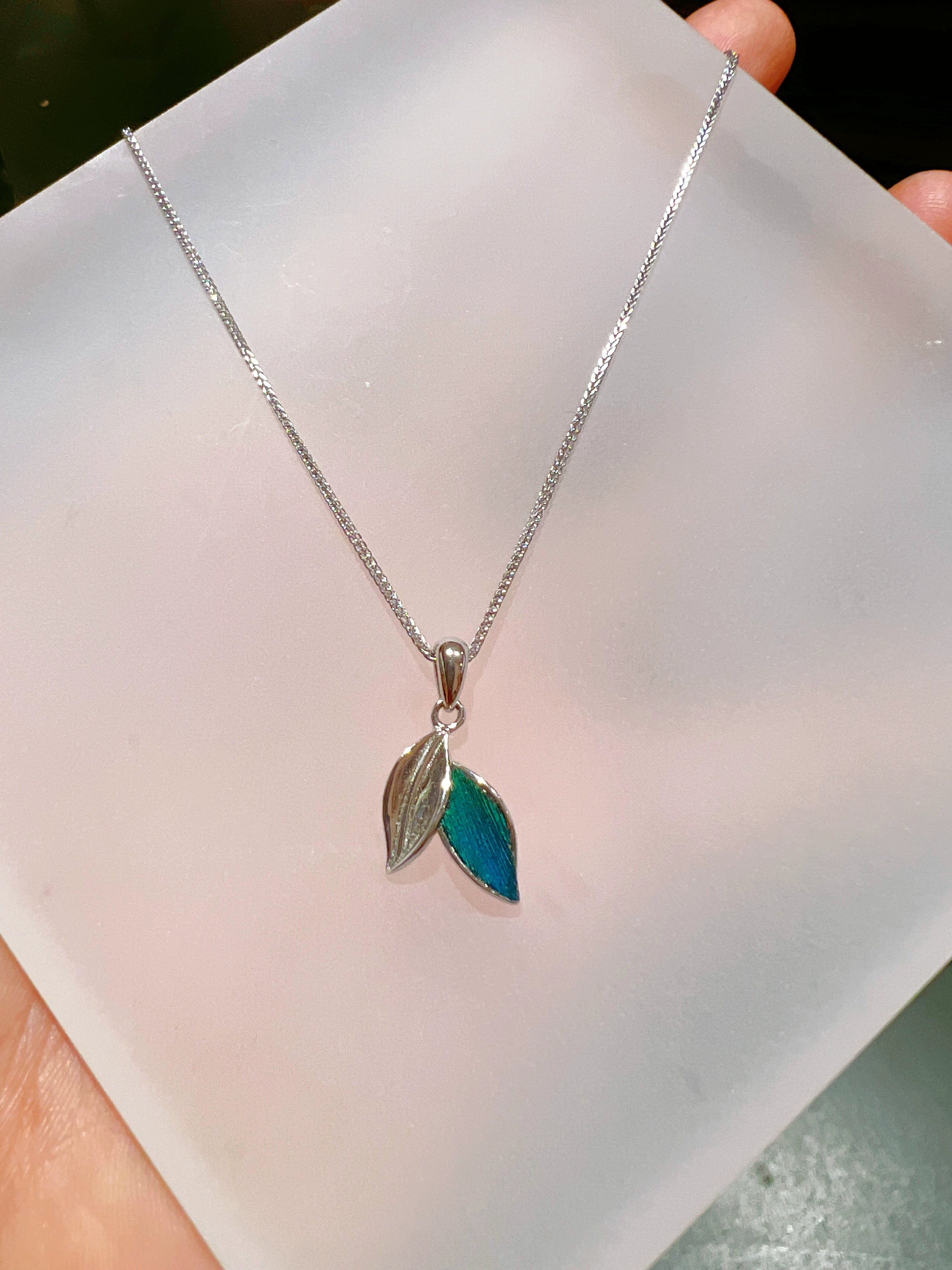 Peacock Feather Dotting Craft S925 Silver Necklace
