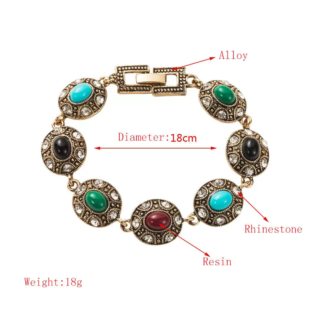 Vintage Alloy with Colored Resin Bracelet Necklace