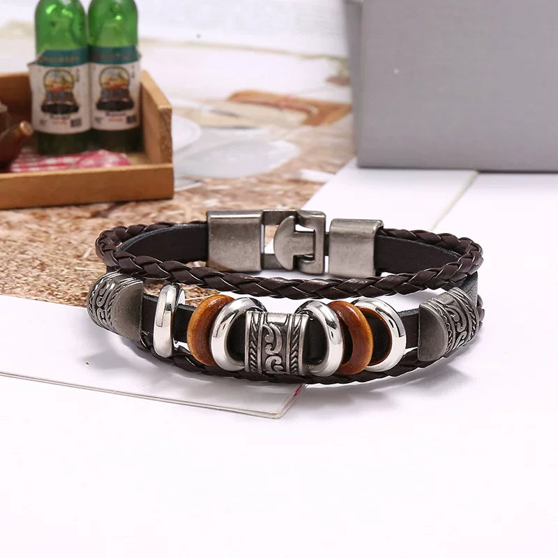 Retro Simple Beaded Multi-layer Leather Bracelet