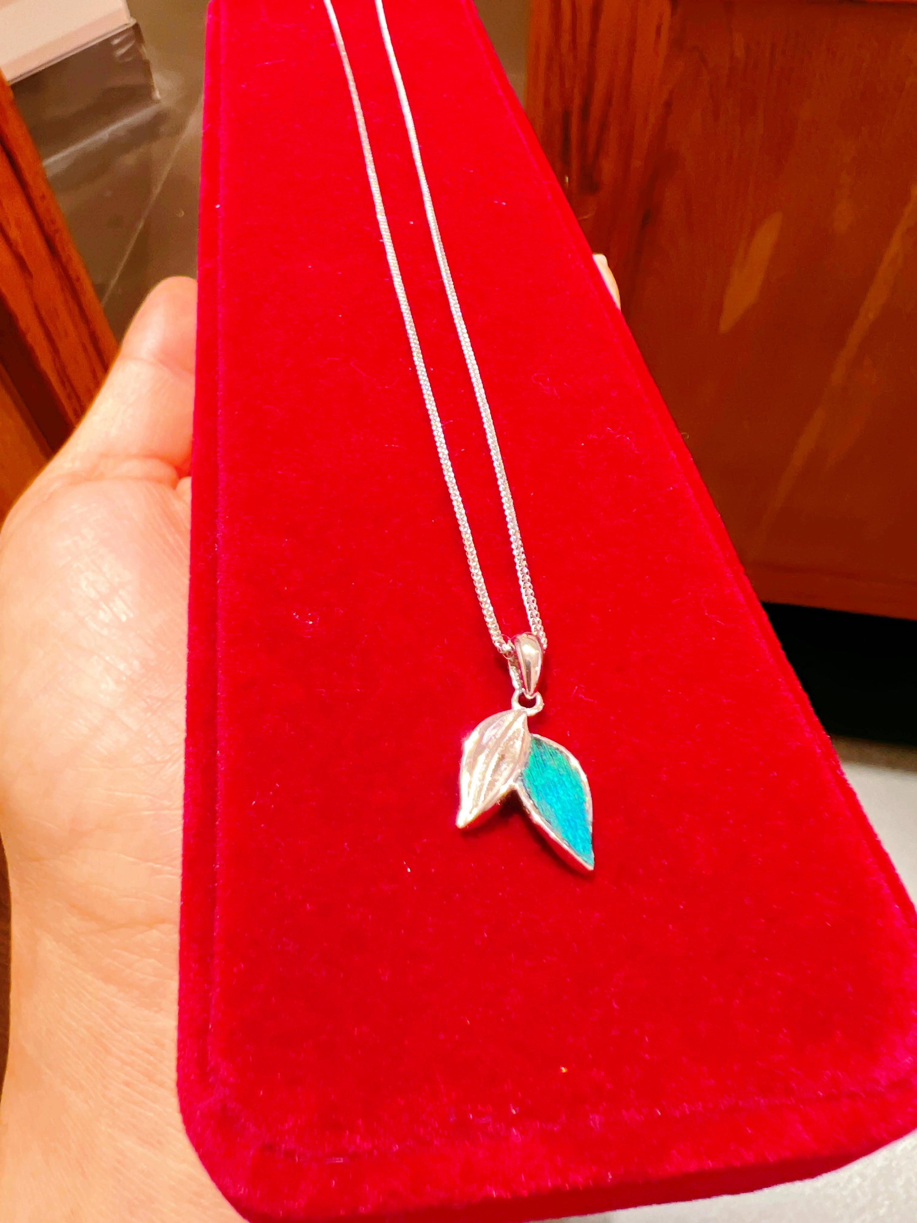 Peacock Feather Dotting Craft S925 Silver Necklace