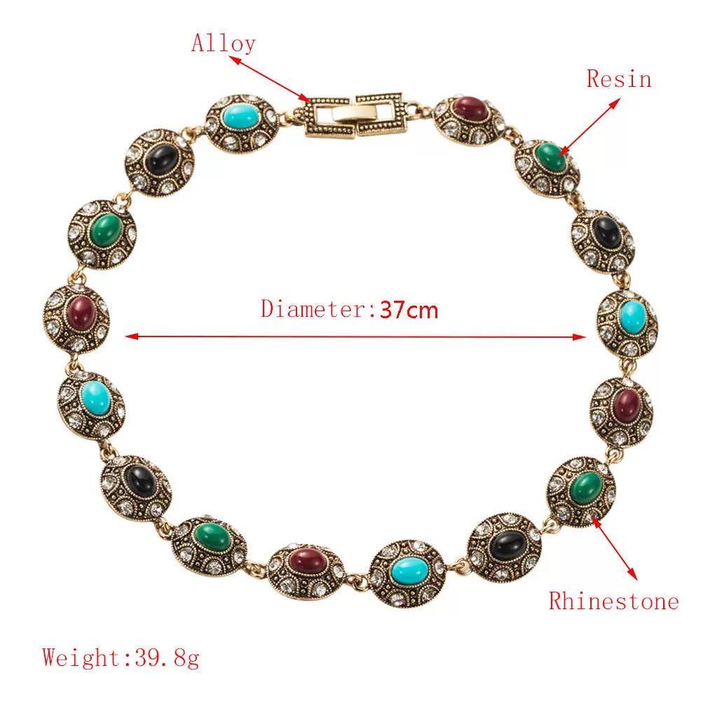 Vintage Alloy with Colored Resin Bracelet Necklace