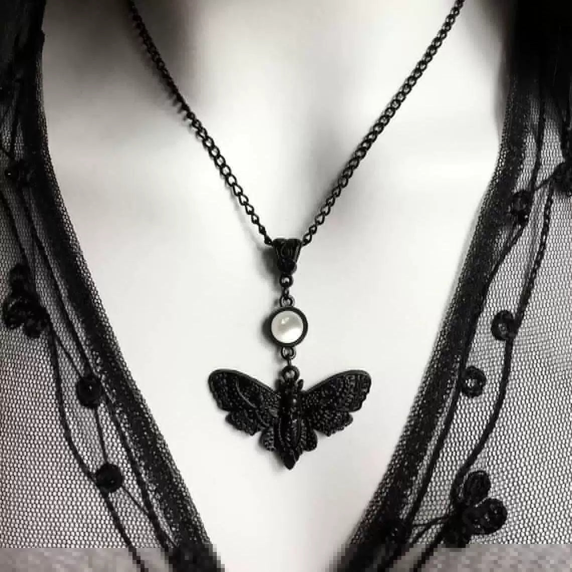 Gothic hawk moth necklace