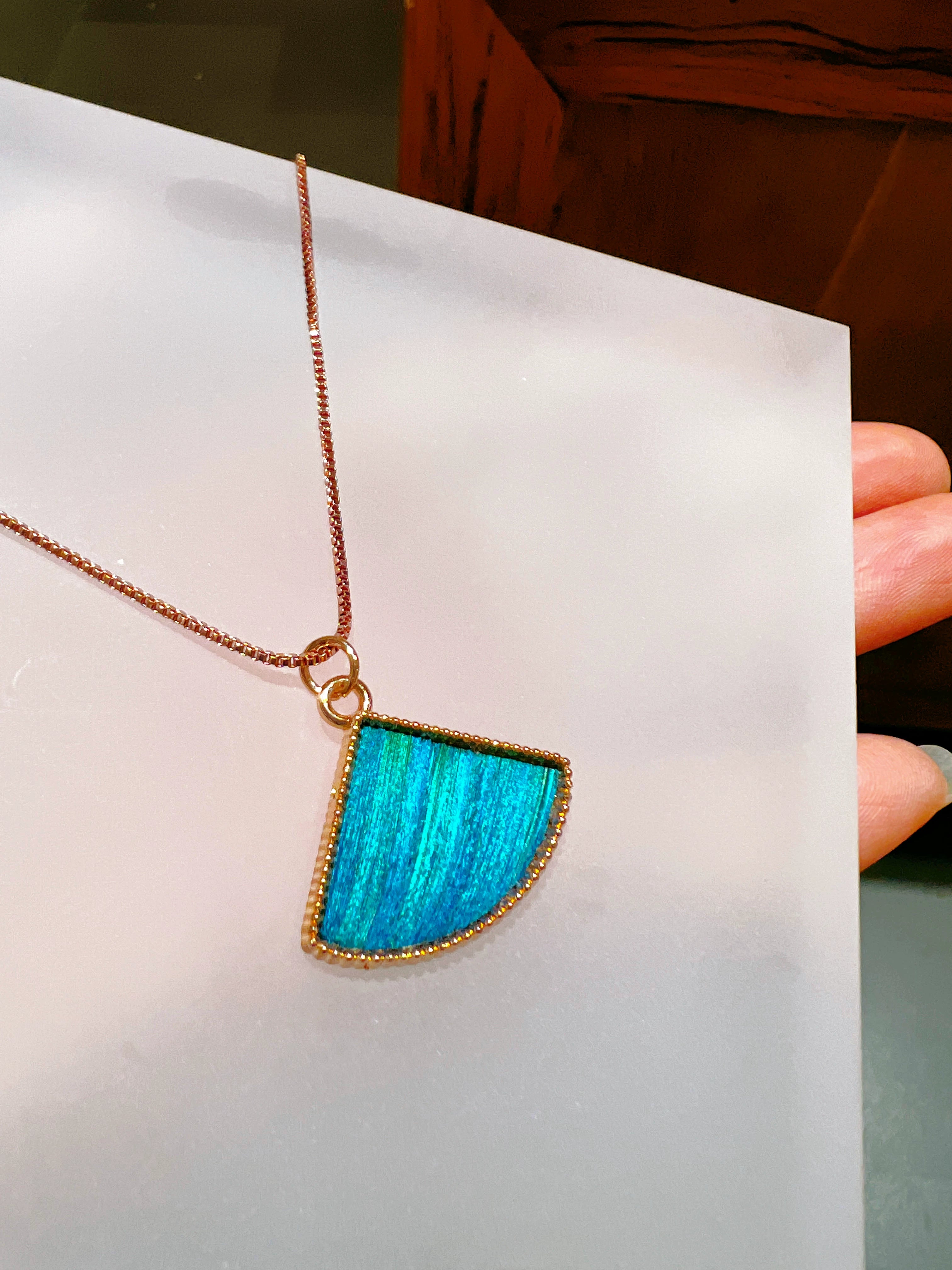 Peacock feather green craft necklace