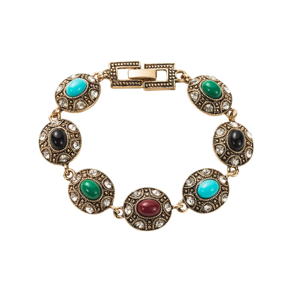 Vintage Alloy with Colored Resin Bracelet Necklace