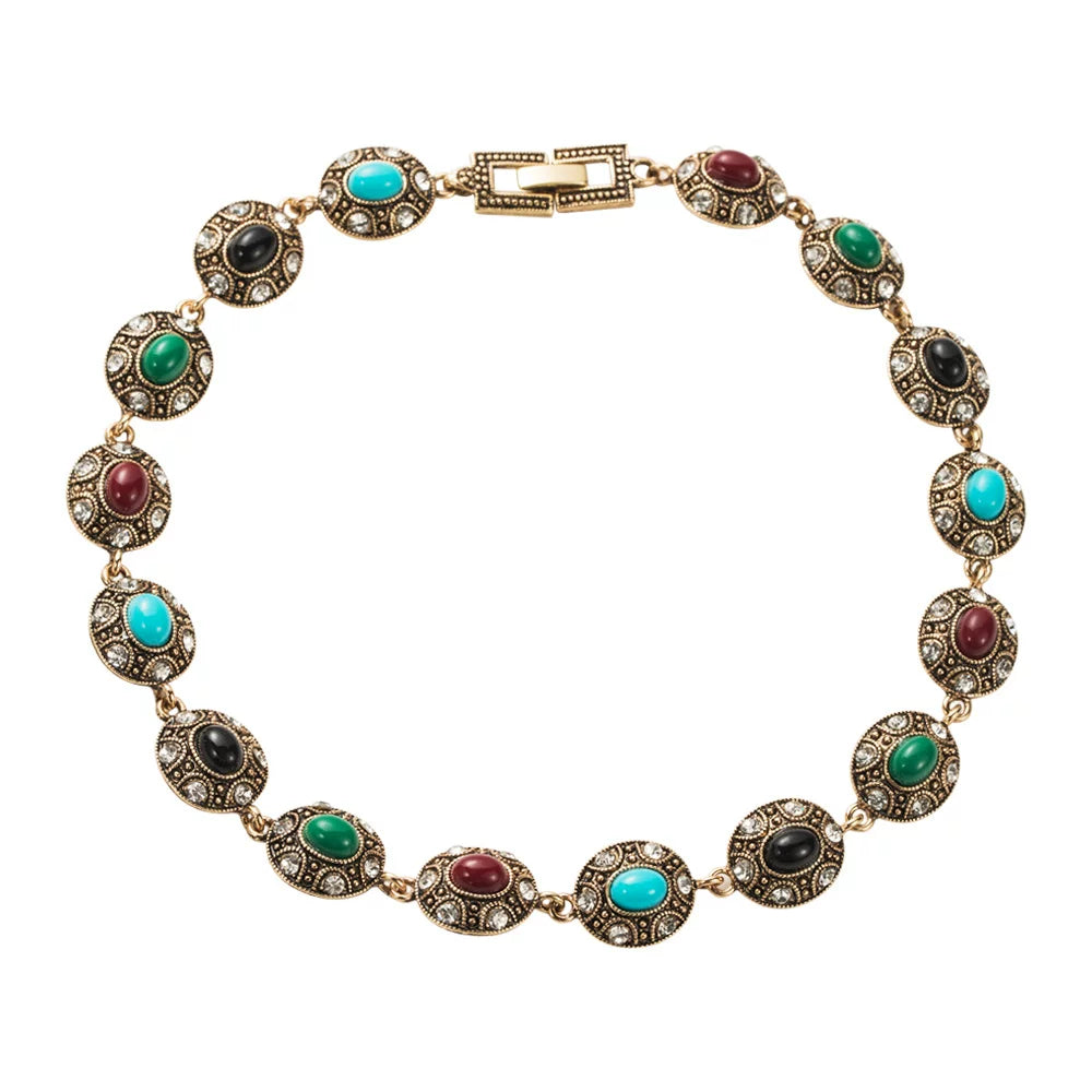 Vintage Alloy with Colored Resin Bracelet Necklace
