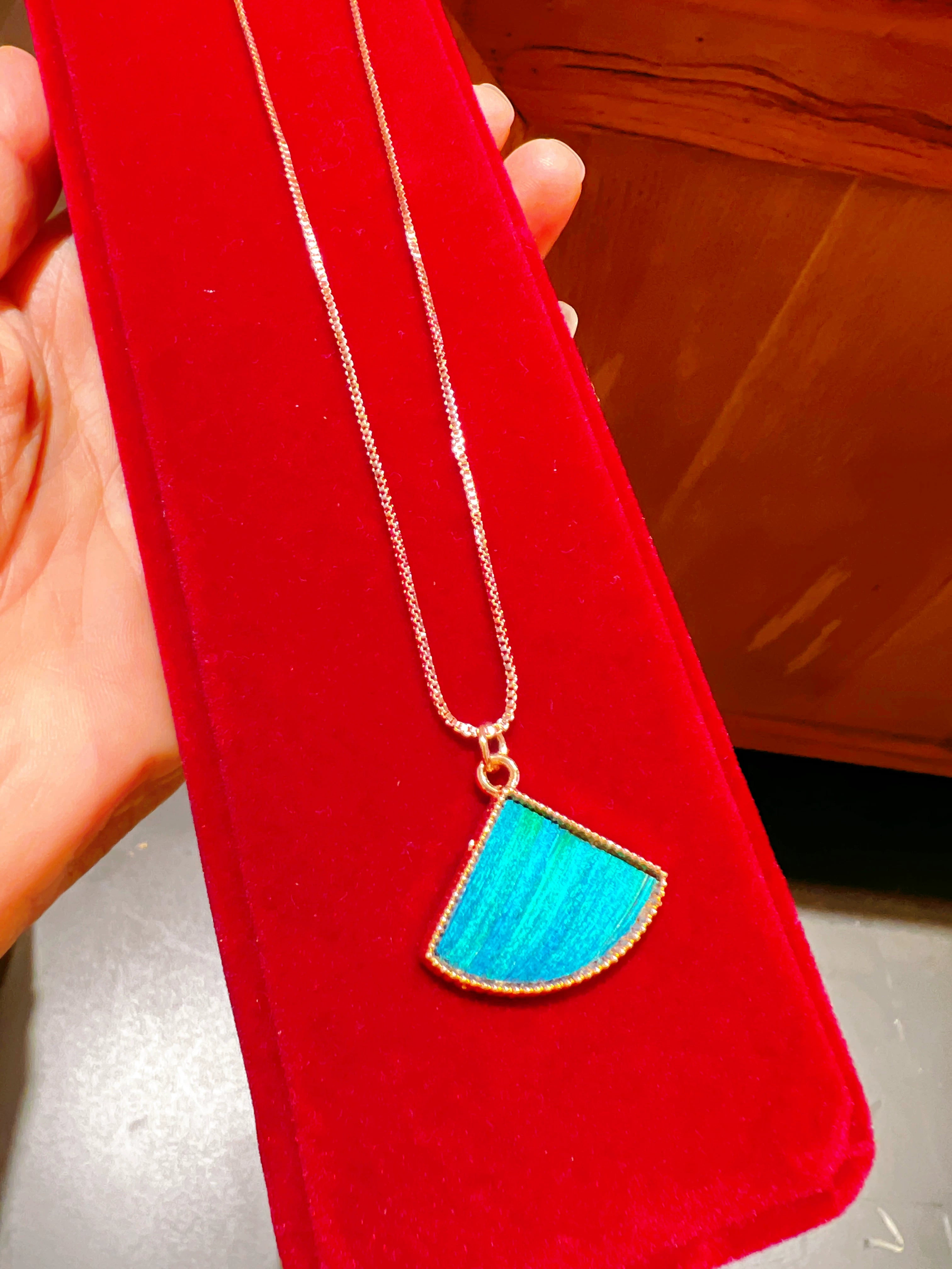 Peacock feather green craft necklace