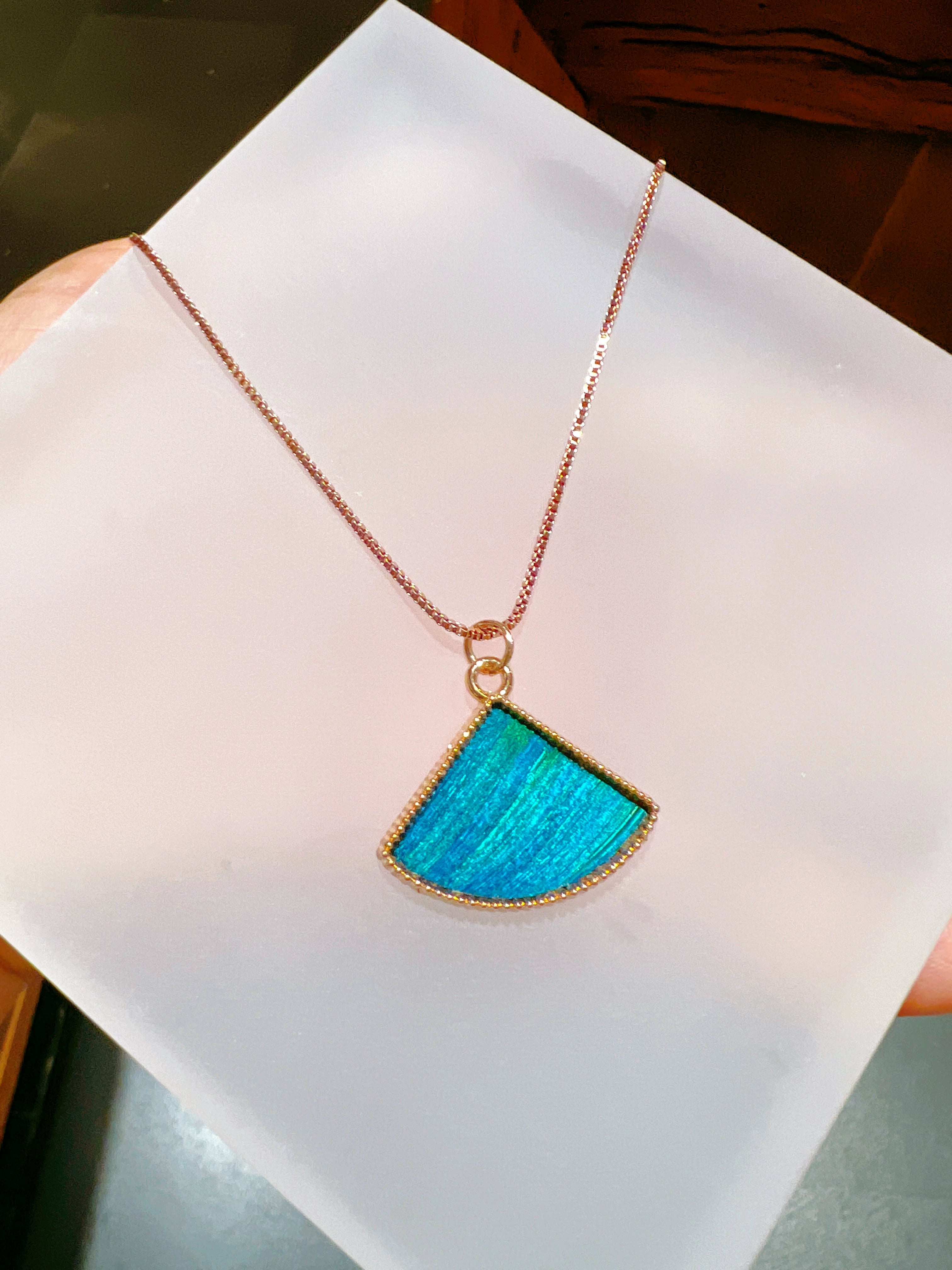 Peacock feather green craft necklace