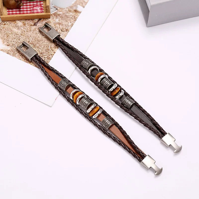 Retro Simple Beaded Multi-layer Leather Bracelet