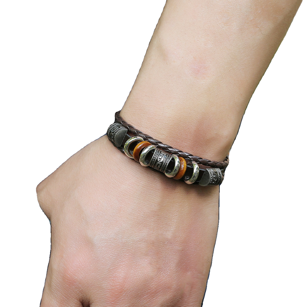 Retro Simple Beaded Multi-layer Leather Bracelet