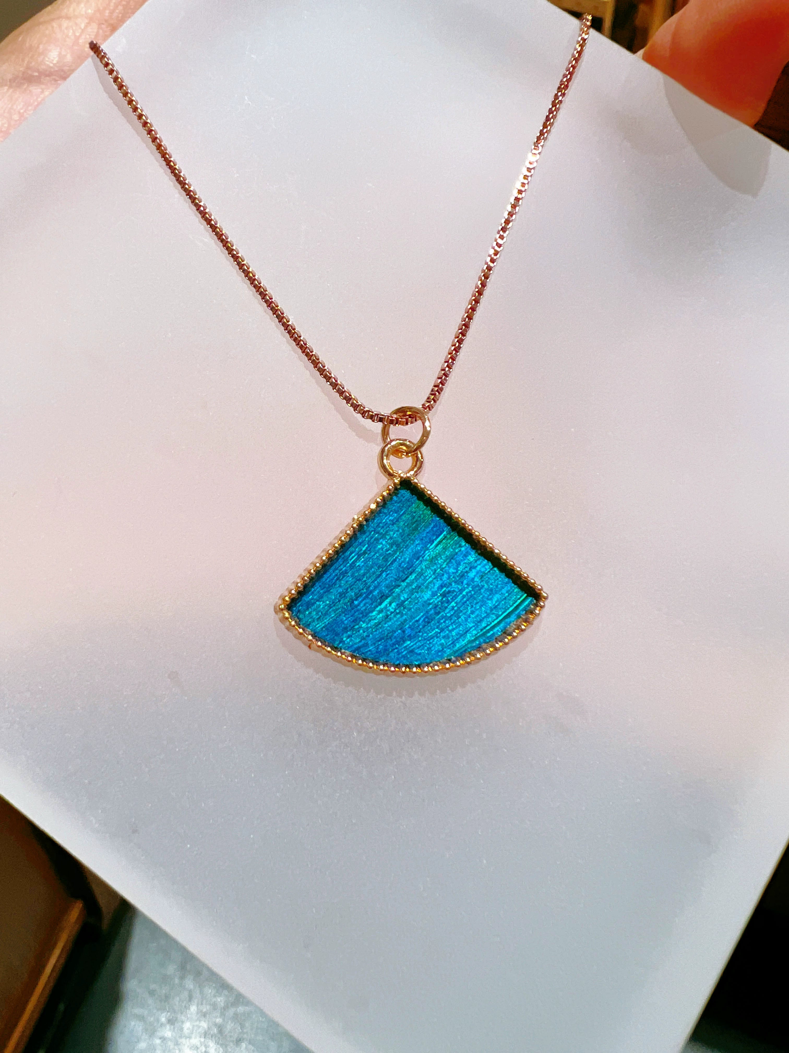 Peacock feather green craft necklace